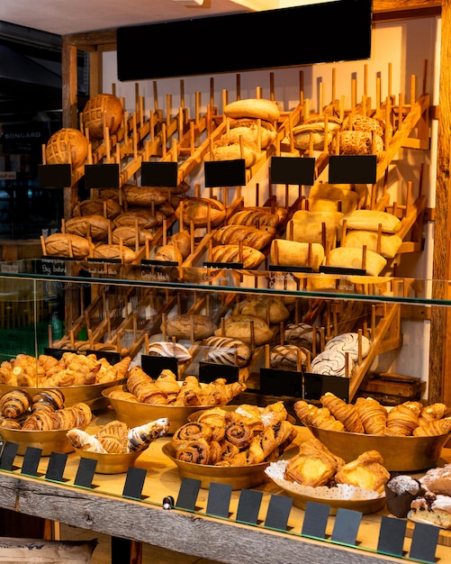 Pane francese, negozio di caramelle, vetrina