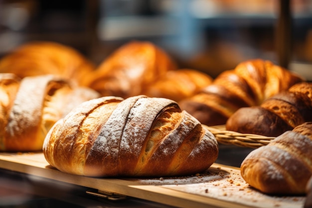 Pane fresco artigianale in una panetteria