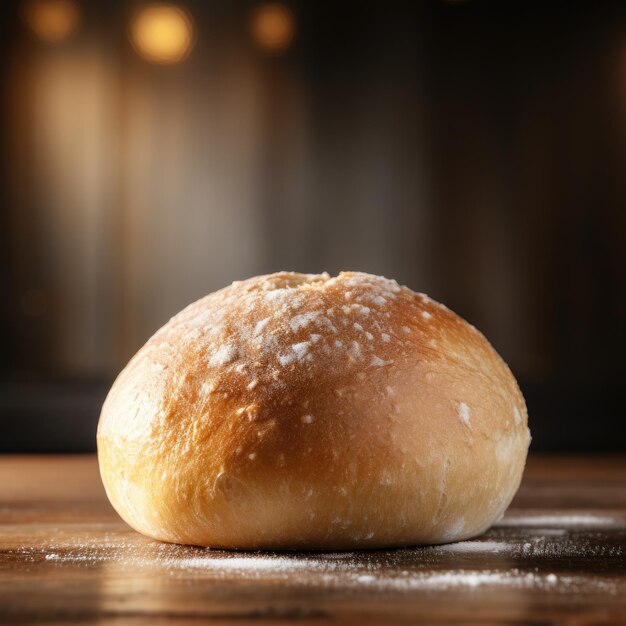 Pane fresco con panino sul tavolo su uno sfondo luminoso