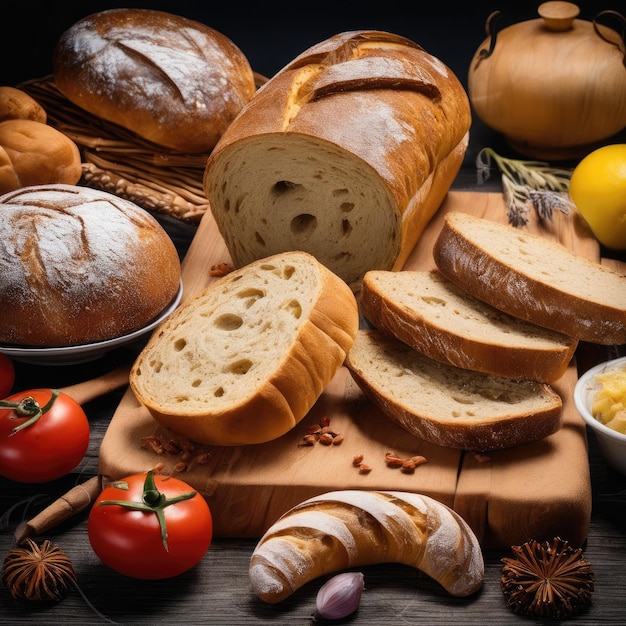 Pane fresco su un primo piano della tavola di legno