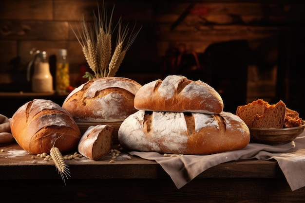 Pane fresco su una tavola invecchiata