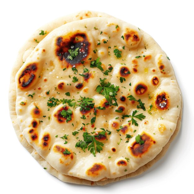 Pane naan indiano sfondo bianco