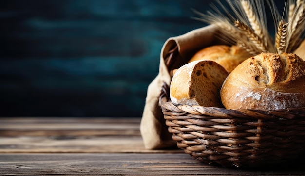 Pane nel cestino in tavola IA generativa