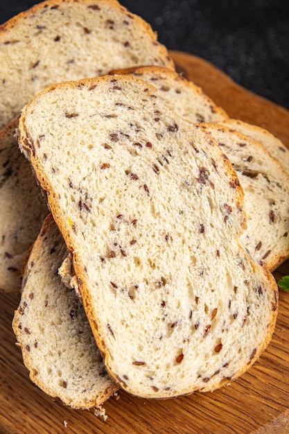 Pane semi di lino prodotto da forno pasto sano dieta alimentare spuntino sul tavolo copia spazio cibo