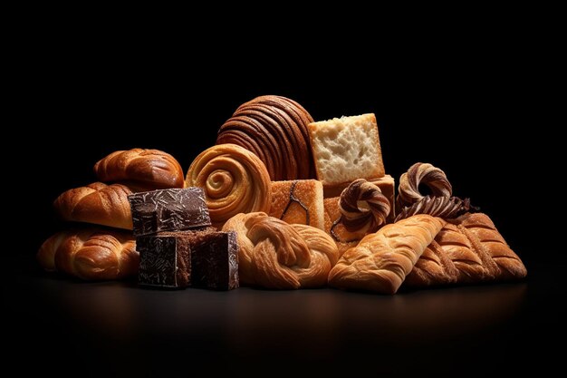 Pane tostato e pasticcini diversi