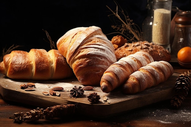 Pane tostato e pasticcini diversi