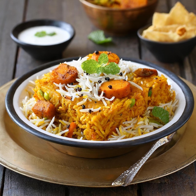 Paneer biriyani sul piatto