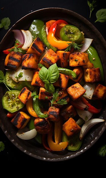 Paneer Tikka Dish con yogurt alla menta e verdure alla griglia Sm India Culinary Culture Layout Website