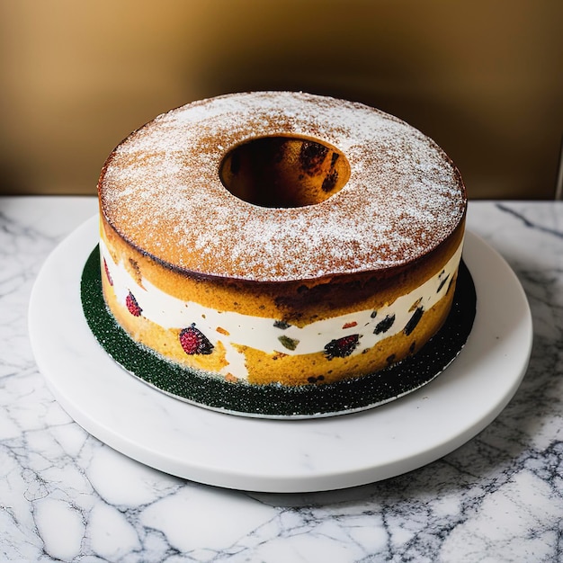 Panettone di torta di Natale su sfondo di marmo