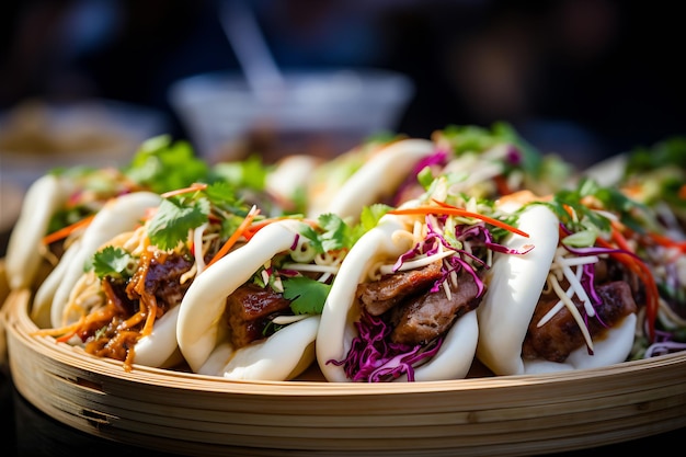 Panini Bao con carne di manzo e verdure AI Generative