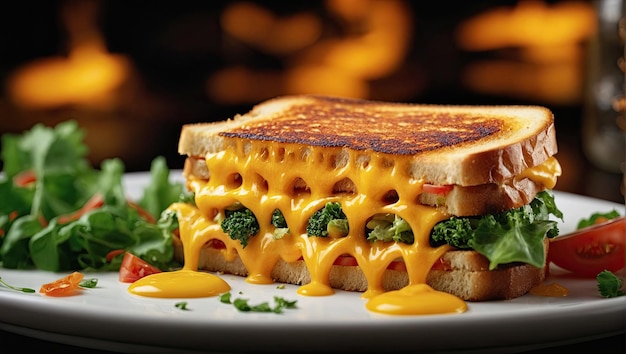 panino al formaggio alla griglia splendidamente decorato con dettagli intricati