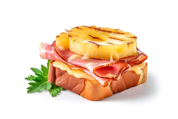 Panino con formaggio di manzo e maionese su sfondo bianco