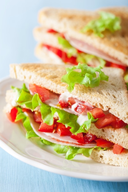 Panino con prosciutto, pomodoro e lattuga