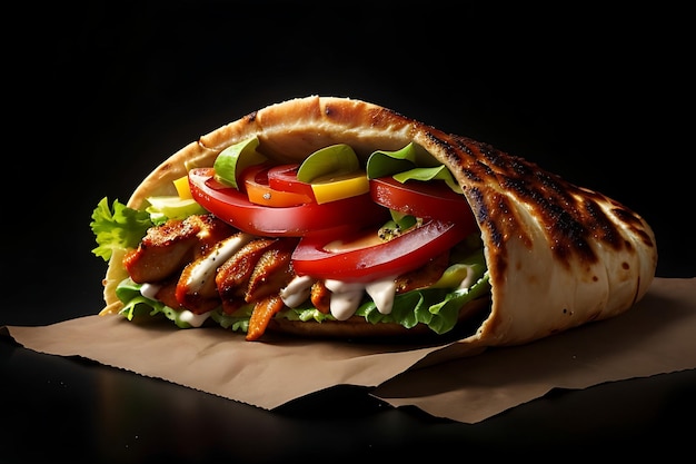 Panino con shawarma di pollo