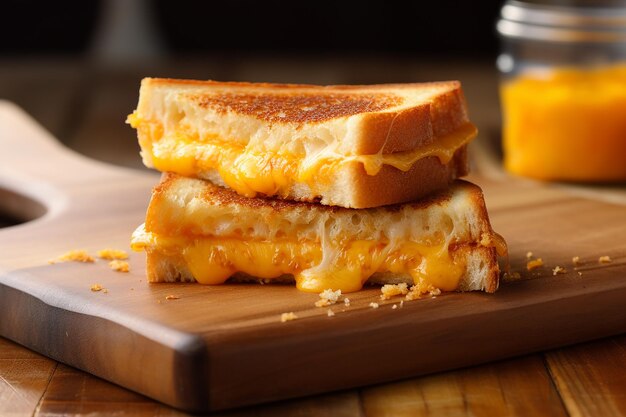 Panino con toast al formaggio grigliato su una tavola di legno