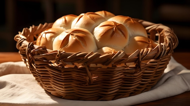 Panino croccante in un cesto di pane