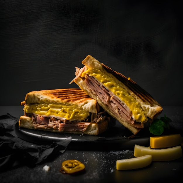 panino cubano su sfondo nero