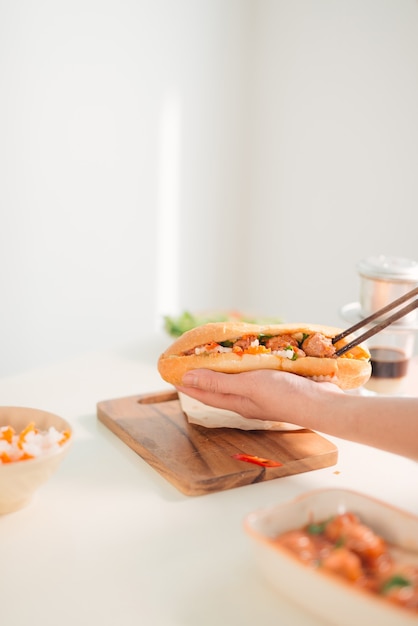 Panino fatto in casa con polpette