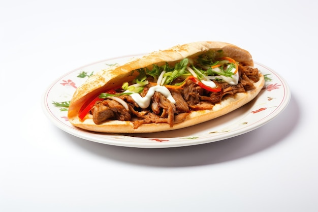 Panino kebab isolato sul piatto