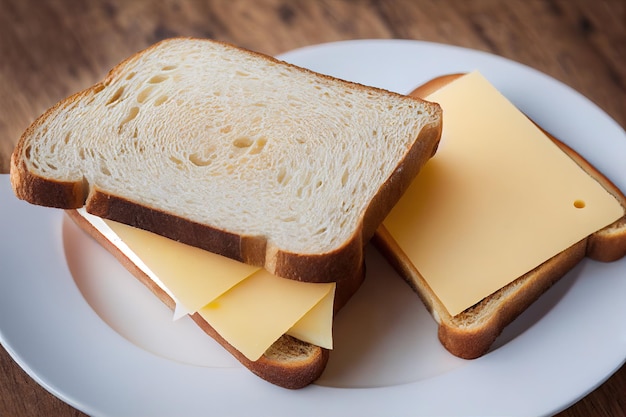 Panino tostato con formaggio isolato sul piatto