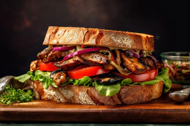 Panino vegano fatto con pane integrale