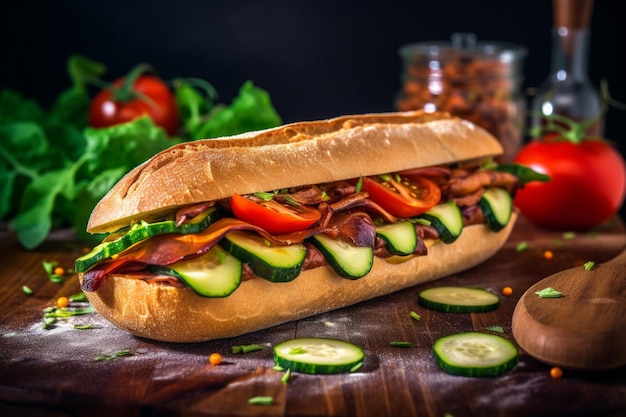 Panino vegano ripieno di verdure fresche