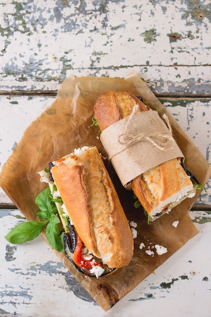 Panino vegetariano baguette