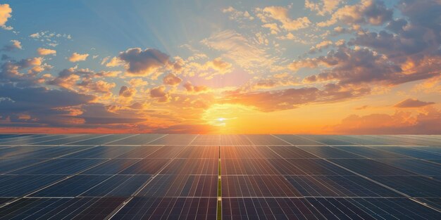 pannelli solari al tramonto energia verde rinnovabile IA generativa