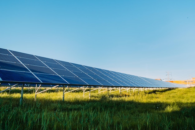 Pannelli solari fotovoltaici fattoria Giornata di sole Concetto di energia alternativa