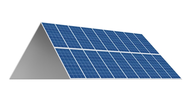 Pannelli solari fotovoltaici isolati su sfondo bianco Tema ambientale Concetto di energia verde