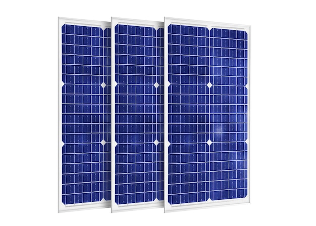 Pannelli solari in una fattoria solare con illuminazione solare per creare energia elettrica pulita