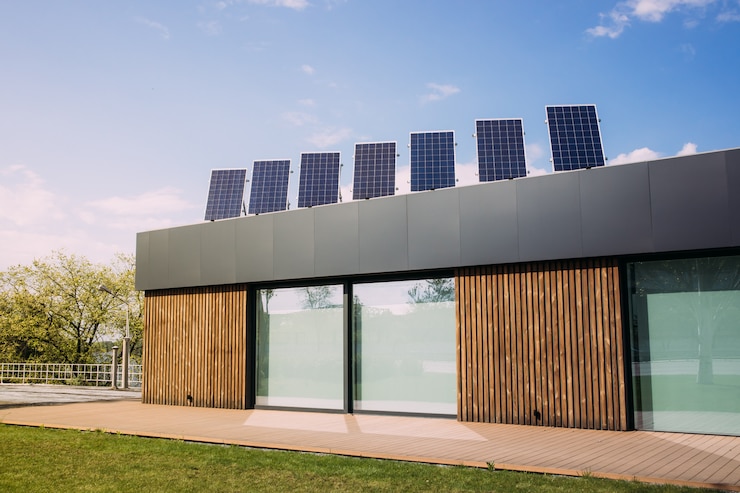 Pannelli solari sul tetto della casa. Energie alternative rinnovabili