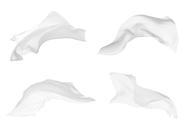 Panno bianco tessuto tessile vento seta onda sfondo moda raso movimento panneggio sciarpa volare velo di chiffon
