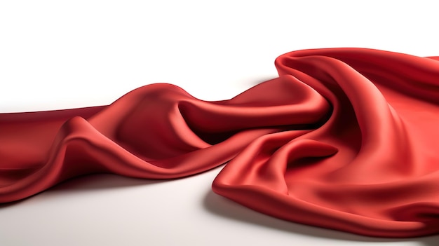 Panno di tessuto rosso elegante liscio su sfondo bianco ai generativo