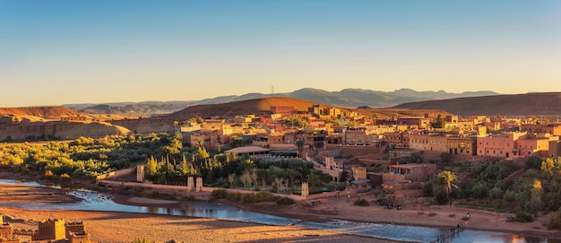 Panorama al tramonto di Ait Benhaddou in Marocco