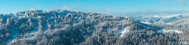 Panorama dei Carpazi d'inverno