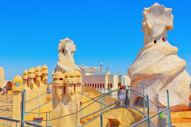 Panorama del centro di Barcellona dal tetto Casa Mila Barcel