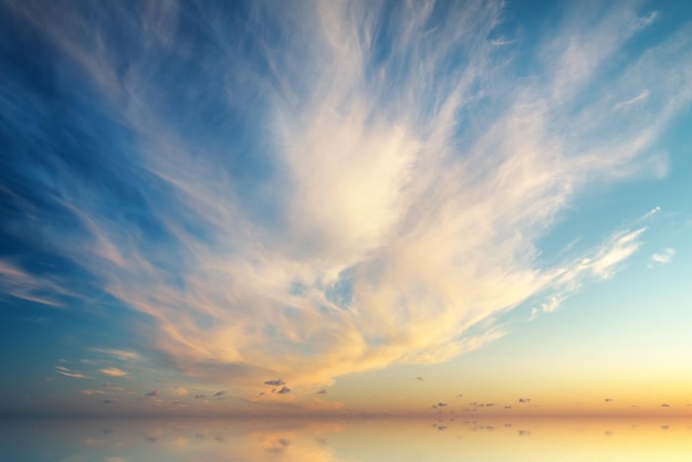 Panorama del cielo al tramonto