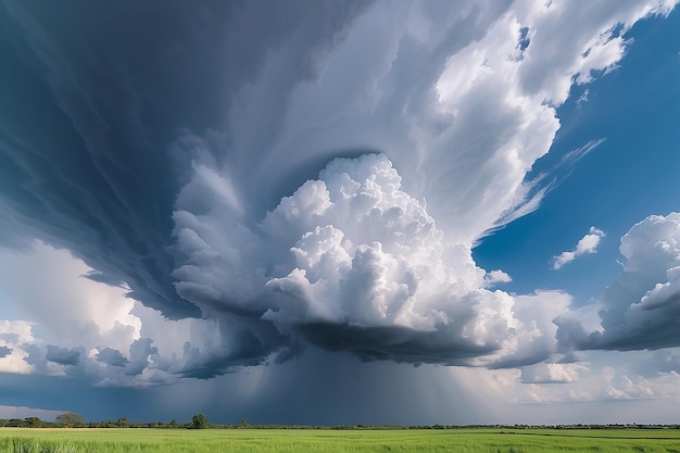 Panorama del cielo e delle nuvole in estate con formazione di tempesta nuvolosa bella arte sfondo natura