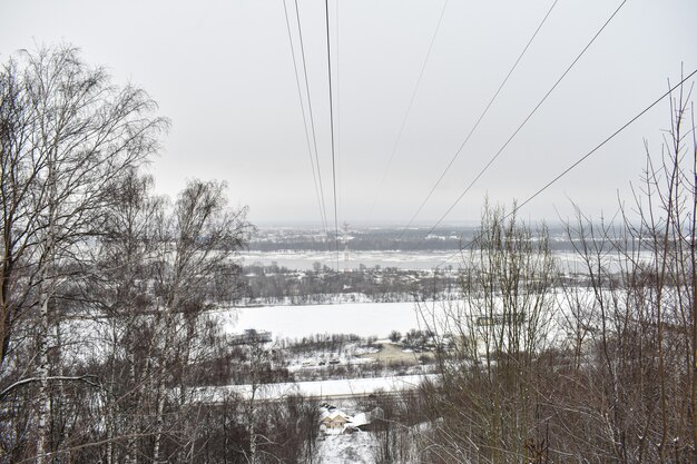 Panorama del fiume Volga in inverno