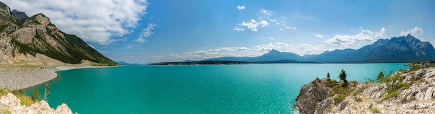 Panorama del lago Abraham all'alberta canada