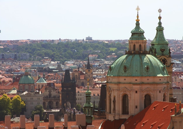 Panorama del ponte Carlo, vista dal castello, Praga, Repubblica Ceca