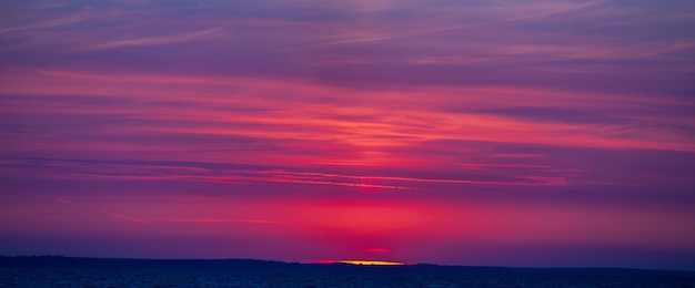 Panorama del tramonto celeste Paesaggio del potere del cielo e della natura Colori colorati e drammatici Gran bel cielo Copia spazio