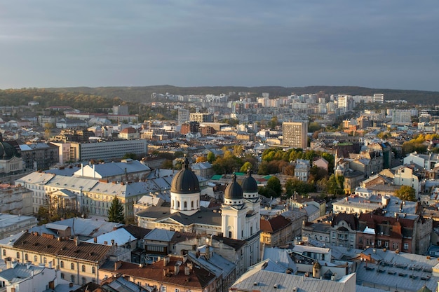 Panorama del vecchio centro storico di Lviv Ucraina Europa