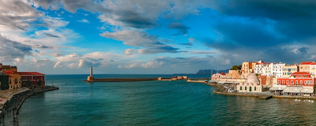 Panorama del vecchio porto, Chania, Creta, Grecia