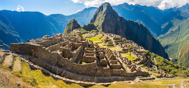 Panorama della città misteriosa Machu Picchu PerùSud America Le rovine Inca Esempio di muratura poligonale e abilità