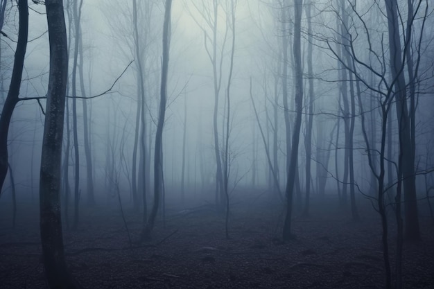 Panorama della foresta nebbiosa