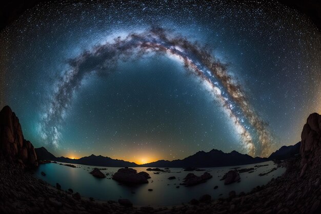 Panorama della Via Lattea Splendido cielo stellato di notte