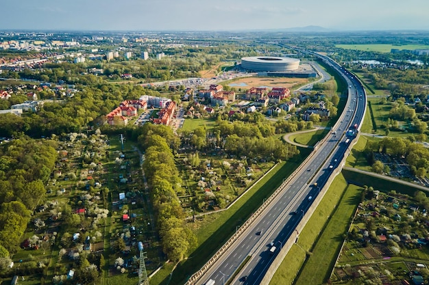 Panorama della vista aerea della città di Wroclaw