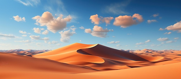 Panorama delle dune di sabbia del deserto al tramonto